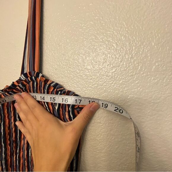 Universal Thread blue stripe smocked boho Square Neck belted Maxi Dress plus XXL - Picture 8 of 12